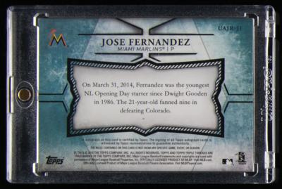 Lot #1867 2015 Topps Jose Fernandez Autograph/Game-Used Patch (5/10) Baseball Card - Image 2