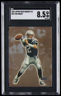 Lot #1854 2001 Upper Deck Rookie F/X Tom Brady SGC NM-MT+ 8.5 - Image 1