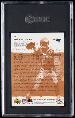 Lot #1854 2001 Upper Deck Rookie F/X Tom Brady SGC NM-MT+ 8.5 - Image 2