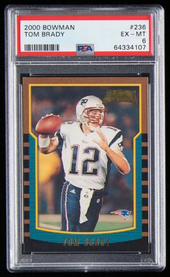 Lot #1853 2000 Bowman Tom Brady PSA EX-MT 6 Football Card - Image 1