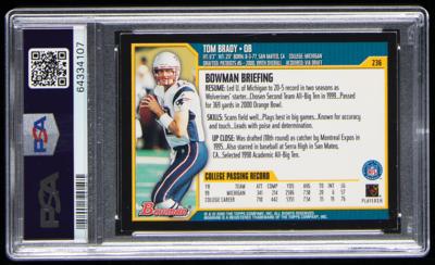 Lot #1853 2000 Bowman Tom Brady PSA EX-MT 6 Football Card - Image 2