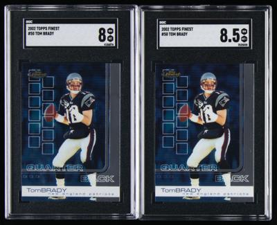 Lot #1855 2002 Topps Finest #50 Tom Brady (2) SGC 8 and 8.5 - Image 1