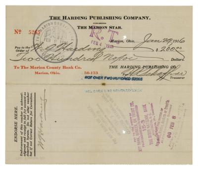 Lot #1042 Warren G. Harding Document Signed - Image 1