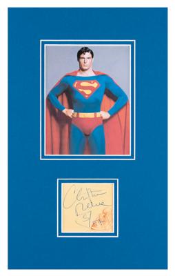 Lot #1753 Christopher Reeve Signature with Superman Shield Sketch - Image 1