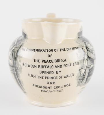 Lot #1033 Calvin Coolidge and Prince of Wales: Peace Bridge Pitcher Mason Pitcher - Image 6