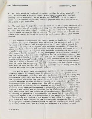 Lot #1616 Coleman Hawkins Document Signed - Image 2