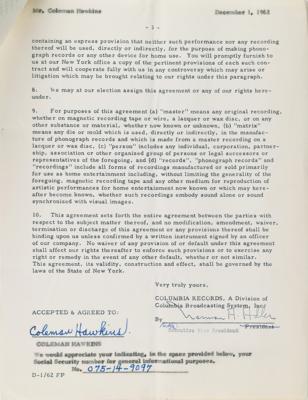Lot #1616 Coleman Hawkins Document Signed - Image 3