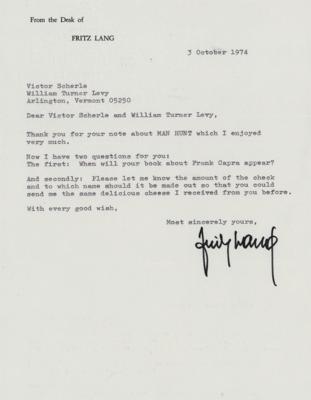 Lot #1735 Fritz Lang (2) Typed Letters Signed - Image 3