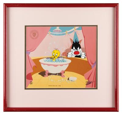 Lot #1470 Sylvester and Tweety Serigraph Cel from 'Peeping Tom II' signed by Friz Freleng Serigraph Cel - Image 2