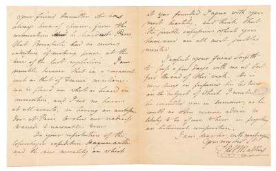 Lot #1101 Thomas Robert Malthus: Malthus addresses hearsay that 