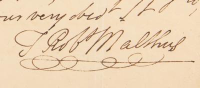 Lot #1101 Thomas Robert Malthus: Malthus addresses hearsay that 