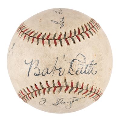 Lot #1806 Babe Ruth and Lou Gehrig Signed Baseball - Image 1