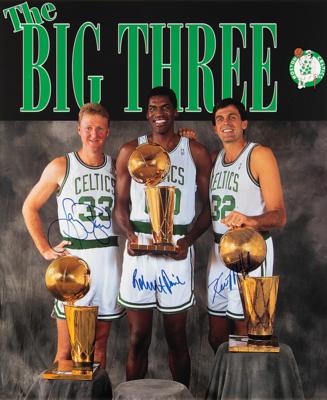 Lot #1929 Boston Celtics: Larry Bird, Kevin McHale, and Robert Parish Signed Poster - Image 1