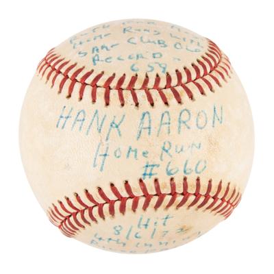 Lot #1795 Hank Aaron's Record-Breaking 660th Career Home Run Baseball - Image 1