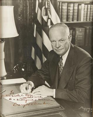 Lot #1034 Dwight D. Eisenhower Signed Oversized Photograph - Image 1