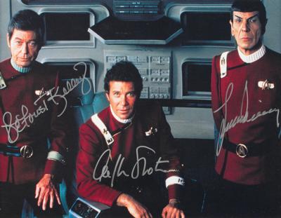 Lot #1766 Star Trek: Shatner, Nimoy, and Kelley Signed Photograph - Image 1