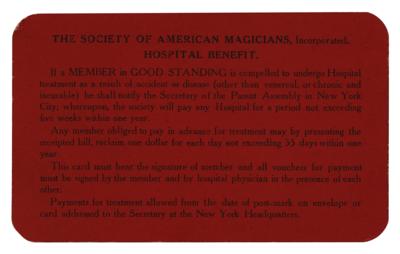 Lot #1664 Harry Houdini Signed SAM Membership Card - Image 2