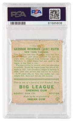 Lot #1783 1933 Goudey #144 Babe Ruth PSA PR 1: Sought-after 1933 Goudey Babe Ruth baseball card - Image 2