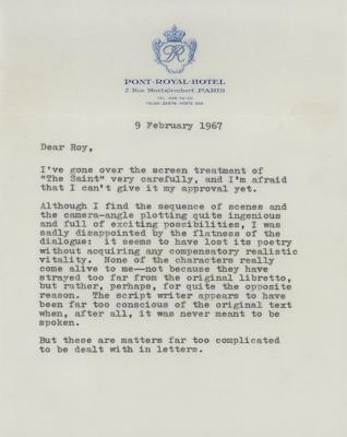 Lot #1609 Gian Carlo Menotti Typed Letter Signed - Image 1