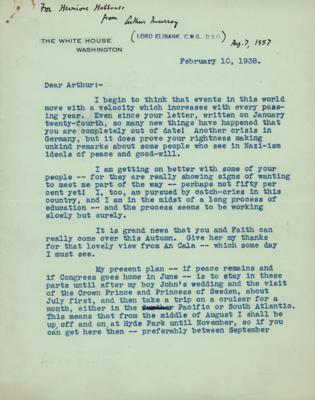 Lot #1011 Franklin D. Roosevelt Typed Letter Signed as President - Image 1