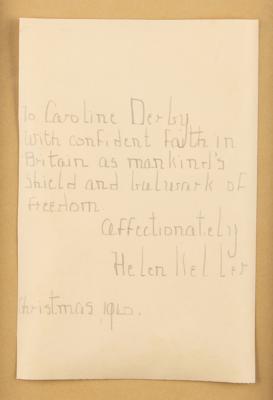 Lot #1179 Helen Keller Autograph Note Signed - Image 1