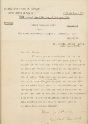 Lot #1104 Winston Churchill: A generous Churchill compensates another driver in a recent fender bender: 