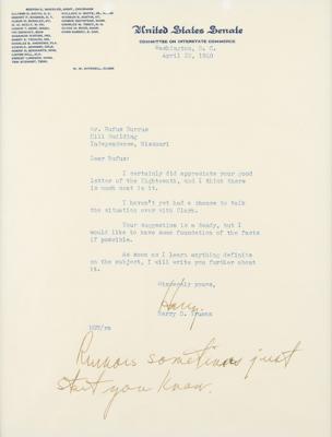 Lot #1015 Harry S. Truman Typed Letter Signed - Image 1