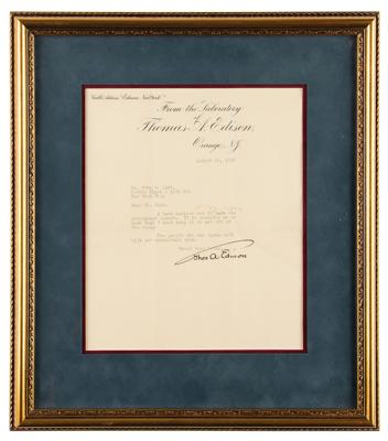Lot #1096 Thomas Edison: An anxious Edison cancels his 