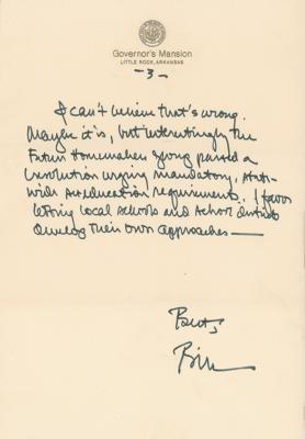 Lot #1017 Bill Clinton: Governor Clinton clears the air on sex education: 