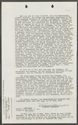 Lot #1496 Raymond Chandler: Chandler sells screen rights to his Philip Marlowe novel 