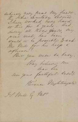 Lot #1083 Florence Nightingale Partial Autograph Letter Signed - Image 1