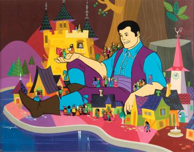 Lot #1397 Gary Gulliver, Tagg, and Lilliputians production key master background set-ups (2) from The Adventures of Gulliver - Image 3