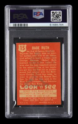 Lot #1785 1952 Topps Look 'N See #15 Babe Ruth PSA EX 5 Baseball Card - Image 2