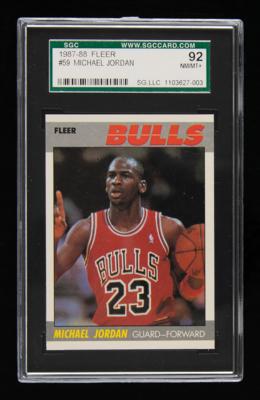 Lot #1849 1987 Fleer Basketball Complete Set with #59 Michael Jordan SGC 92 NM-MT+ - Image 1