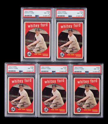 Lot #1791 1959 Topps Lot of (5) #430 Whitey Ford - All PSA NM-MT 8 Baseball Cards - Image 1