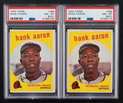 Lot #1833 1959 Topps Lot of (2) #380 Hank Aaron - Both PSA NM-MT 8 (OC) Baseball Cards - Image 1
