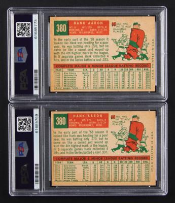 Lot #1833 1959 Topps Lot of (2) #380 Hank Aaron - Both PSA NM-MT 8 (OC) Baseball Cards - Image 2