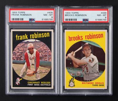 Lot #1829 1959 Topps Baseball #435 Frank Robinson and #439 Brooks Robinson - Both PSA NM-MT 8 Baseball Cards - Image 1