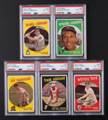 Lot #1790 1959 Topps Baseball Lot of (5) HOFers - All PSA NM-MT 8 Baseball Cards - Image 1