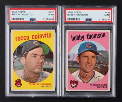 Lot #1828 1959 Topps #420 Rocco Colavito and #429 Bobby Thomson - Both PSA MINT 9 Baseball Cards - Image 1