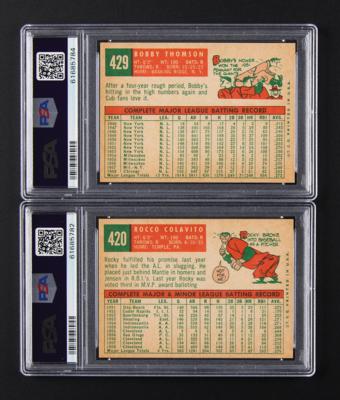 Lot #1828 1959 Topps #420 Rocco Colavito and #429 Bobby Thomson - Both PSA MINT 9 Baseball Cards - Image 2