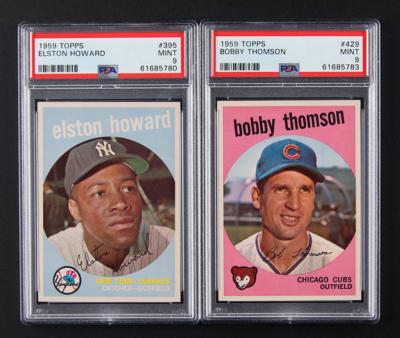 Lot #1827 1959 Topps #395 Elston Howard and #429 Bobby Thomson - Both PSA MINT 9 Baseball Cards - Image 1