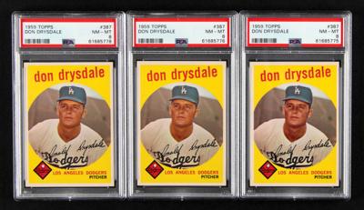 Lot #1835 1959 Topps Lot of (3) #387 Don Drysdale - All PSA NM-MT 8 Baseball Cards - Image 1