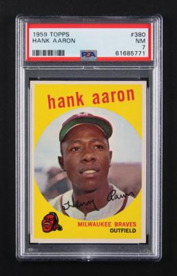 Lot #1826 1959 Topps #380 Hank Aaron PSA NM 7 Baseball Card - Image 1