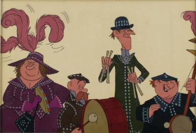 Lot #1379 The Pearly Band production cel from Mary Poppins (Art Corner Cel with Original Matting and Gold Seal on Back) Production Cel - Image 1