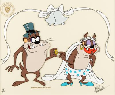 Lot #1468 Friz Freleng Signed Limited Edition Cel of the Tasmanian Devil and Bride - Image 1