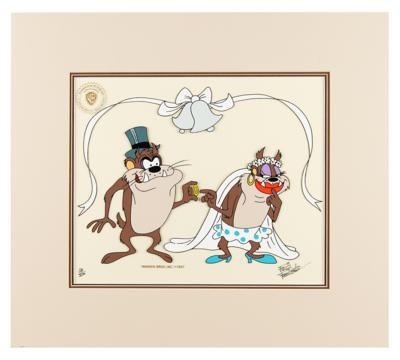 Lot #1468 Friz Freleng Signed Limited Edition Cel of the Tasmanian Devil and Bride - Image 2