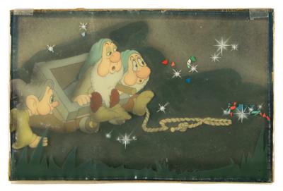 Lot #1332 Sleepy, Dopey, and Bashful production cel from Snow White and the Seven Dwarfs - Image 1