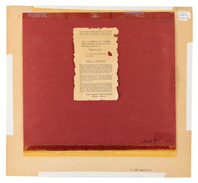 Lot #1343 Jiminy Cricket production cel and Pinocchio publicity cel on master background from Pinocchio - Image 3