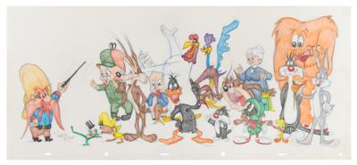 Lot #1477 Looney Tunes panorama drawing by Virgil